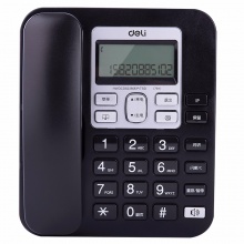 得力（deli） 791 大屏幕数字电话子母机 超距离子机报警办公家用固定电话 来电显示无绳电话 停电座机可用（经典黑）