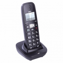 得力（deli） 791 大屏幕数字电话子母机 超距离子机报警办公家用固定电话 来电显示无绳电话 停电座机可用（经典黑）