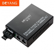博扬（BOYANG）BY-DF102S 百兆一光二电单模双纤光纤收发器交换机 光电转换器 防雷SC接口 25公里外置电源