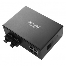 博扬（BOYANG）BY-DG204S 千兆二光四电单模双纤光纤收发器交换机 光电转换器 防雷SC接口 25公里外置电源