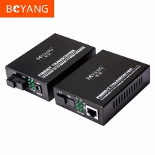 博扬（BOYANG）BY-DF104A/B 百兆一光四电单模单纤光纤收发器交换机 光电转换器 防雷SC接口 25公里外置电源