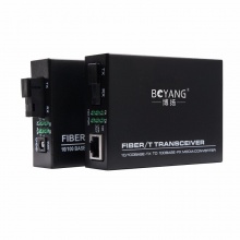 博扬（BOYANG）BY-DF104A/B 百兆一光四电单模单纤光纤收发器交换机 光电转换器 防雷SC接口 25公里外置电源