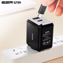 亿色（ESR）苹果PD快充头29W usb/type-c充电器多口 iPhoneX/8/8Plus电源适配器-魔力黑