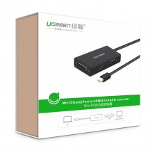 绿联（UGREEN）20418 拓展坞 Mini DP转HDMI/VGA/DVI三合一转换器线4K