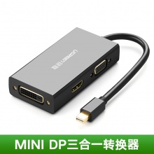 绿联（UGREEN）20418 拓展坞 Mini DP转HDMI/VGA/DVI三合一转换器线4K