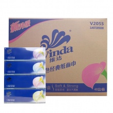 维达盒抽面纸V2055 蓝色经典 100抽*3层 40盒/箱（单位：盒）