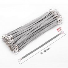 定制镀锡铜编织跨接线500mm 4mm² 圆头线耳8mm孔距